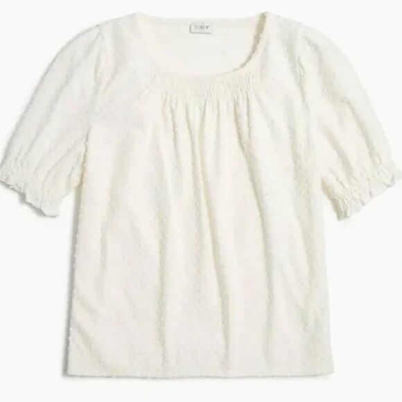 J. Crew Women's White Blouse with Swiss Dot Pattern - Picture 1 of 4